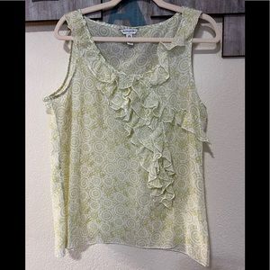 Banana Republic Green Sleeveless Cotton / Silk Blend Top, size Large